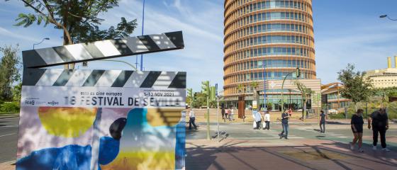 Clapperboard in Torre Sevilla
